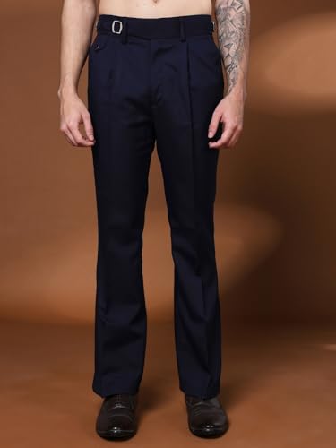 Image of Gurkha Pants for Men | Trouser for Men | Formal Pant | Single Buckle | Bell Bottom Trouser High Waist Pleated Casual Trousers | Flared Bottom Leg Pants for Office Smart Casual Travel Party