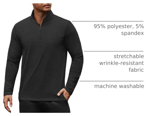 Image of COOFANDY Men's Quarter Zip Pullover Long Sleeve Sweatshirt 1 /4 Zip Golf Shirt Winter Fleece Lined Thermal Pullover