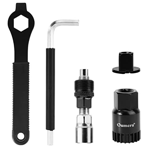 Oumers Bike Crank Puller Bike Crank Arm Remover + Bottom Bracket Remover + Allen Key Wrench +Square Head + Auxiliary Wrench, Necessary Bicycle Crank Extractor Tool Crankset Arm Remover Repair Tool Set Cover