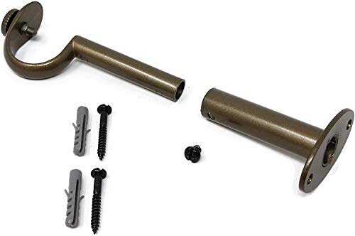 Urbanest Adjustable Solid Zinc Curtain Rod Bracket Wall Holder, Fits 1-inch Diameter Rod, Antique Gold