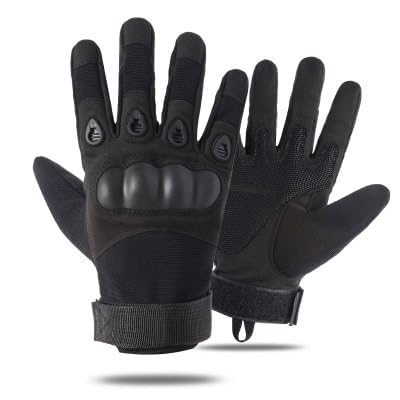 Bike Riding Gloves Full Finger with Knuckle Protection Winter Protective Shells Motorbike Rider Gloves Impact Men Women Free Size Waterproof Gloves for Bikers (Tactical-Black-Full)-image-29