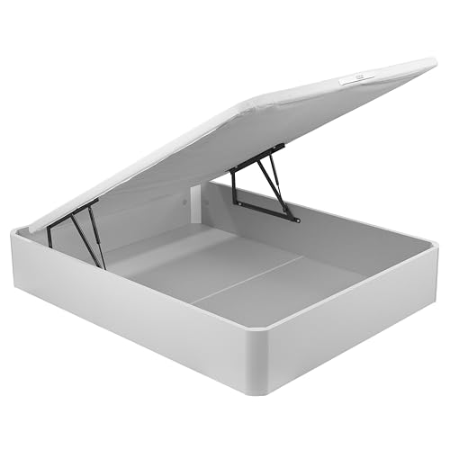 PIKOLIN Canapé Abatible Madera NATURBOX 2.0 | Entrega, Montaje y Retirada de Usado Incluida | 150x182 | Blanco | Gran Capacidad de Almacenamiento | 36 cm Altura | 4 Esquinas Redondas