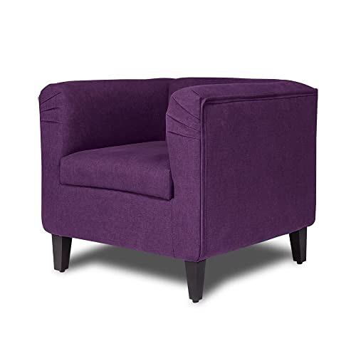 Image of Wakefit Sofa Set | 3 Year Warranty | Sofa 1 Seater, 1 Seater Sofa for Living Room, Wooden Sofa Set, Single Seater - Miami(Tahoe : Grape Purple)