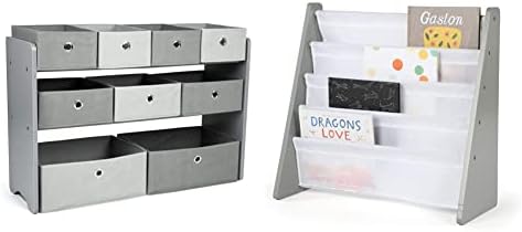 Humble Crew Kids Toy Organizer with 9 Storage Fabric Bins, Grey &...