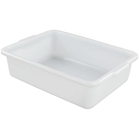 Fosly White Plastic Washing up Bowls, Bus Tub, Large Food Storage Plastic Tray pack of 4 Cover