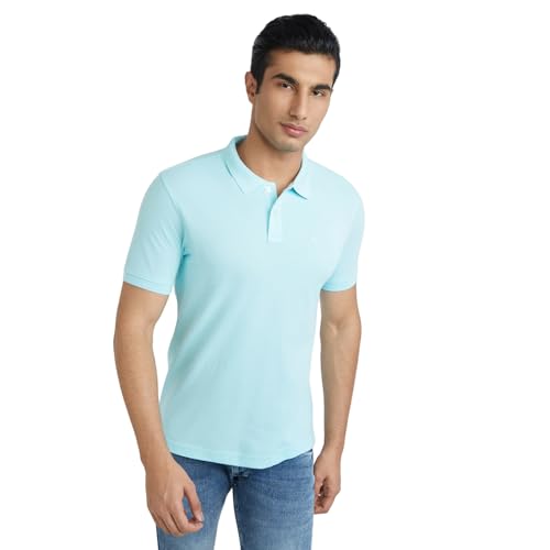 Image of Parx Men Regular Fit Solid Pattern Cotton Polyester Blend Half Sleeve Polo Neck Casual T-Shirt