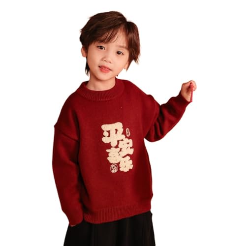 Chinese new year children's boys' round neck sweater red festive fashion casual top