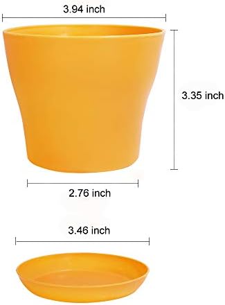 4" Plastic Planters, Happybase Indoor Flower Plant Pots, Set of 8 Modern Decorative Gardening Containers for All House Plants, Herbs, Foliage Plant, and Seeding Nursery