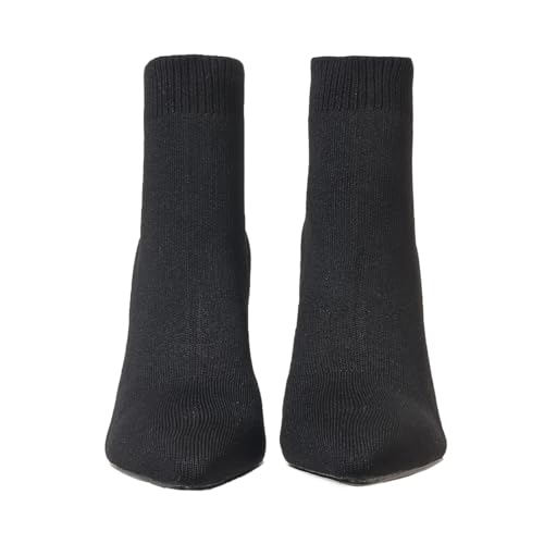 SelRoys Women's Ankle Boots Stretch Elastic Knit Pointed Toe Stiletto Heel Breathable Fashion Sock Booties2