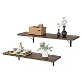 HIFIT 2er Set Wandregal Schweberegal Regalbrett Wandboard Hängeregal für Wohnzimmer Badezimmer Küche Industrie-Design Holz 65x20x12.5cm