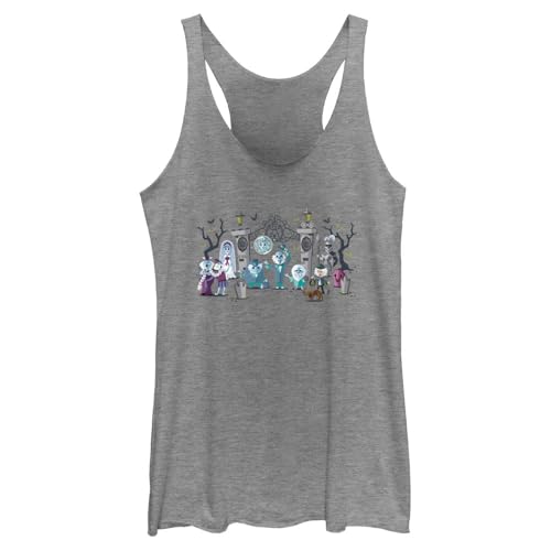 Disney Womens Characters Entrance Mansion Racerback Tank Top, Gray Heather