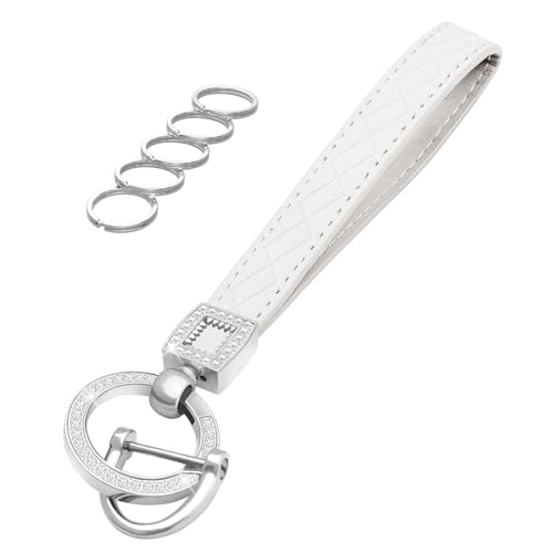 Image of OHKYOOT Leather Wristlet Keychain,Wrist Keychain Car Key Chain with 5 Key Ring and Anti-Lost D Ring