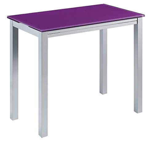 Miroytengo Mesa Cristal Cocina Color Morado Rectangular Extensible Vidrio 95x76x55/75/95