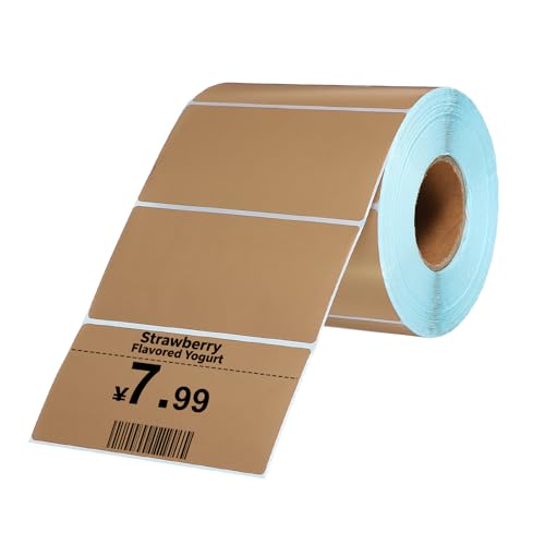 Étiquettes thermiques autocollantes marron rouleau 2x3.94 imprimante PATIKIL