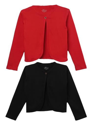 Image of KRYPTIC Kids Girls Regular Length Cotton Shrug - Pack of 2 Soft, Lightweight Open-Front Layers for Stylish Everyday Wear and Casual Outfits.