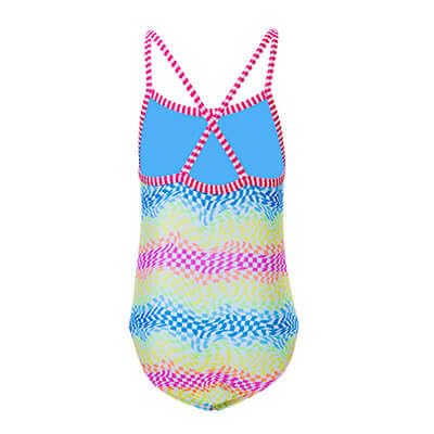 Dolfin Youth Uglies Girls' Rainbow Check Criss-Cross Back One Piece Swimsuit Rainbow Check 10