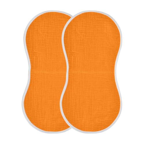 Muslin Burp Cloth for Baby 2PCS Orange Solid Color Super Absorbent Burping Cloths, Bibs for Newborn Boys Girls