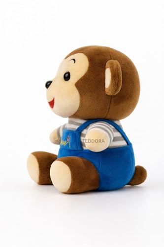 Image of Sitting Monkey Soft Toy for Girls Boys Kids,Sky Blue,Sitting Love Animal Plush Stuffed Baby Teddy Gift Birthday, 20 cm