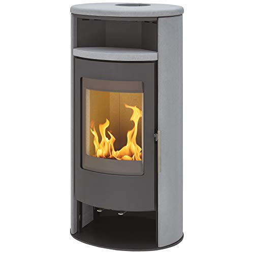 H&M Kaminofen Basic 3.0 Stahl gussgrau Speicherstein grau Schwedenofen Speicherkamin schlicht modern 7kw Energieeffizienzklasse A+