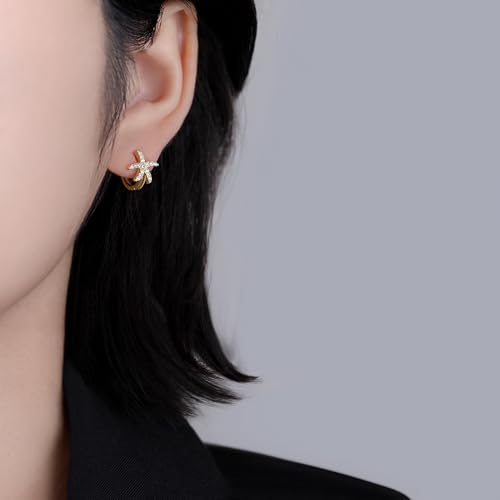 SLUYNZ 925 Sterling Silver CZ Starfish Hoop Earrings for Women Teens Starfish Small Hoop Earrings Huggie Small Beach Earrings3