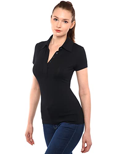 AmélieBoutik Women Collared Hidden Button Short Sleeve Polo Shirt4