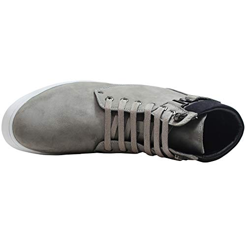 CALTO Men's Invisible Height Increasing Elevator Shoes - Grey Nubuck Leather Lace-up Fashion Sneakers - 2.6 Inches Taller - T53120 - Size 10 D(M) US2