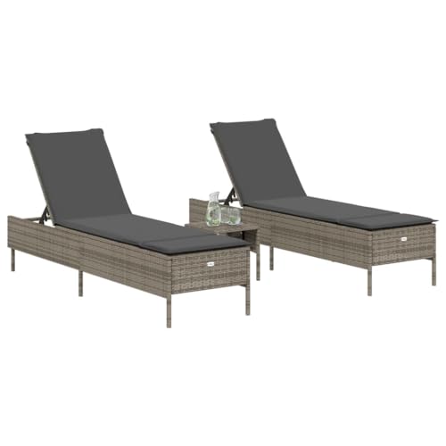 Bain de soleil en rotin synthétique gris résistant aux intempéries - 4