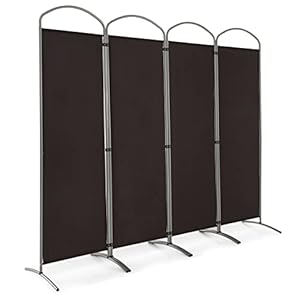 Giantex 6.2Ft Folding 4-Panel Room Divider Brown- 87″ Wide Freestanding Foldable Fabric Privacy Screen, Lightweight Portable Partition Wall Divider and Separator for Home Office, Apartment, Studio