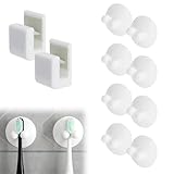 XRVRILE set da 8 portaspazzolini con ventosa e 2 clip autoadesive, bianco; supporto per spazzolino elettrico e rasoio, ideale per bagno e cucina