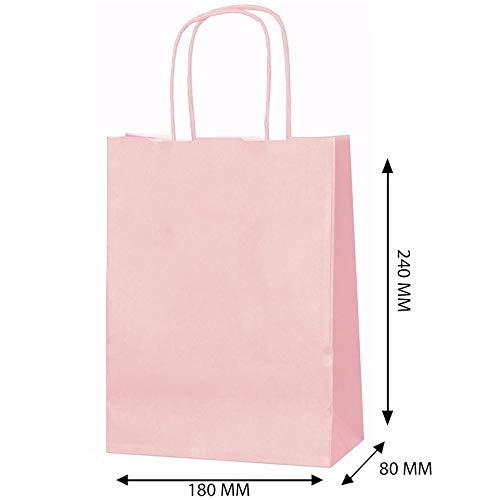 11 X fiesta de papel trenzado de colores BOLSOS DE REGALO PARA LOOT con asas XSMALL An 18 x L 24 x P 8 cm Cumpleaños Navidad Aniversario de bodas Bolsas Kraft (Rosa)
