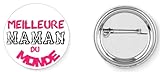 Fermoir solide, ne tombe pas Badge broche pins meilleure maman du monde famille 37mm handmade cadeau