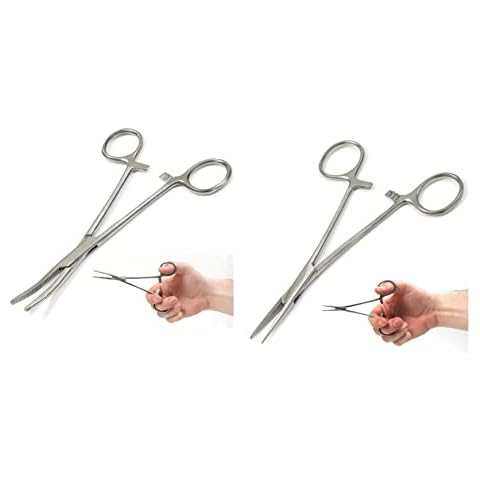 Panther Surgical Set of 6 Inch Stainless Steel Straight & Curved Forceps x 2 carp/coarse unhooking Sea Fly Fishing Forceps Cover