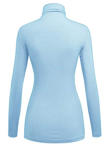 Image of Lock and Love Women's Turtleneck Top Lightweight Long Sleeve Slim Fit Pullover, Soft Rayon Stretch Layering Basic, S-3XL