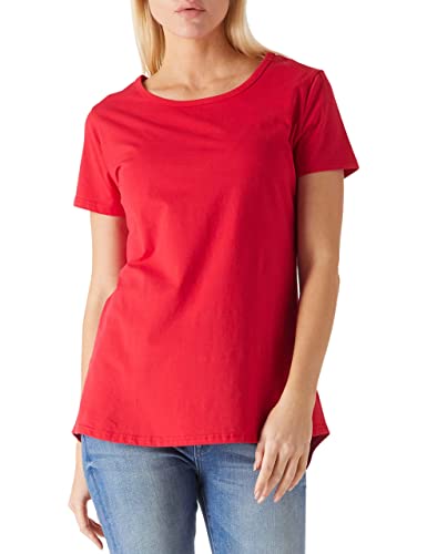 BeauNerine Short Sleeve Cotton Tunic Tee Tops for Women Red Fashion Casual Summer Soft Tshirts M