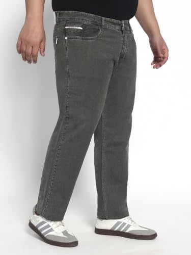 Image of Cotton Comfort Fit Jeans for Men | Full-Length Solid Denim Pants with Button Closure, Embroidered Design, Mid-Rise Casual Trousers for Daily | Classic Jeans for Office Bottoms (DI-249)