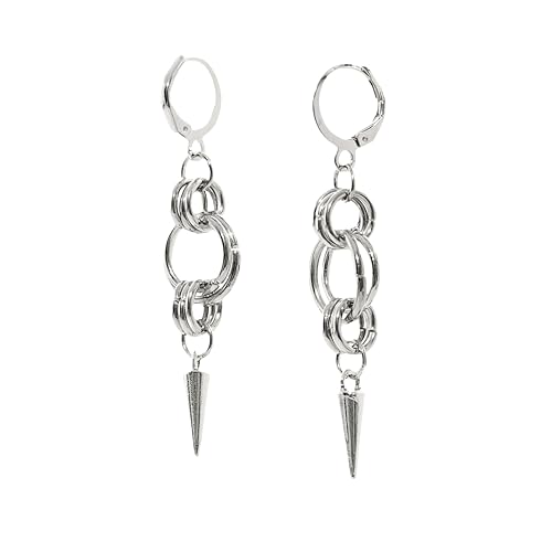 Flgtby Gothic Punk Silver Spike Earrings Y2k Dangle Drop Hoop Cool Earrings Unique Personalities Jewelry for Women Men