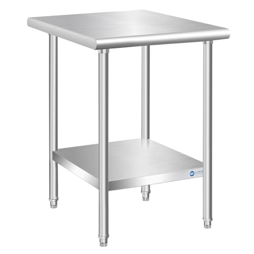 KUARBARR Stainless Steel Table 24 x 24 Inch, Commercial NSF Metal Kitchen Prep Table For Restaurant Garage Storage