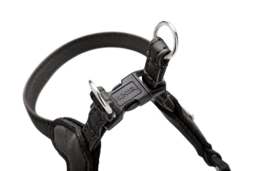 Hunter Hundegeschirr SOHO MINI, Farbe: schwarz, Rindsleder, weich & geschmeidig, fellschonend, leicht, für kleine Hunde & Welpen, Made in Germany, Größe: XS