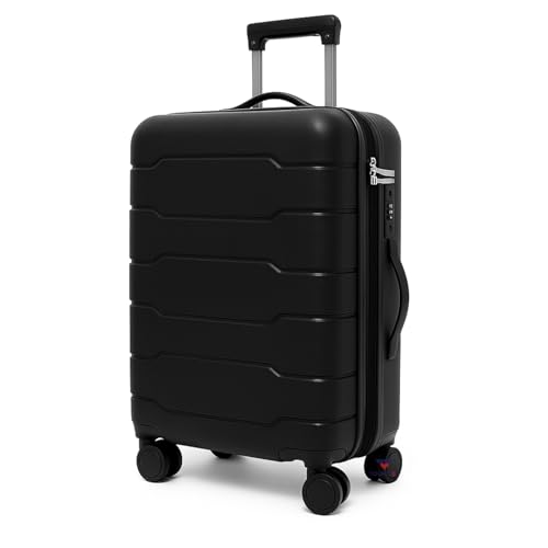 Image of 24-Inch Hard-Shell Luggage Suitcase | Lightweight 3.1 kg | 360 Spinner Wheels | 2-Way Zipper | Multi-Functional Lock | Business & Family Travel Trolley Bag (1, BLACK-24INCH)