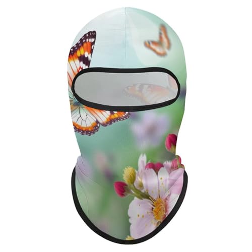 Máscara facial de pasamontaña con estampado de mariposa y flor primaveral para hombre y mujer, protección solar, transpirable, cubre todo el cabeza para senderismo, ciclismo, running y conducción miniatura 7