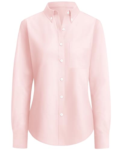 Image of siliteelon Button Down Shirts for Women Oxford Shirt Long Sleeve Classic Wrinkle Free Business Dress Shirts Work Office