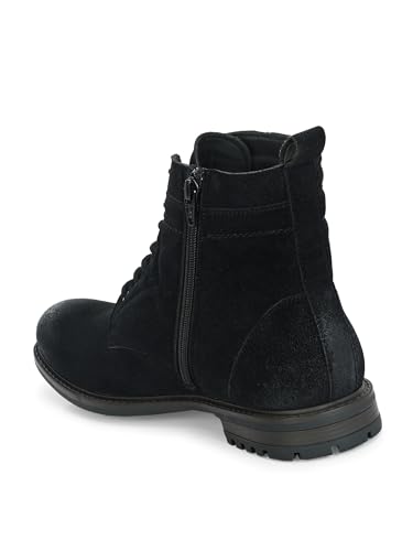 Image of San Frissco Biker Chain Boots for Men's with Round Toe TPR Sole | Synthetic Suede Zip Casual Winter Boots Slip On Shoes | Outdoor Fashion Shoes for Office, Party, Trekking