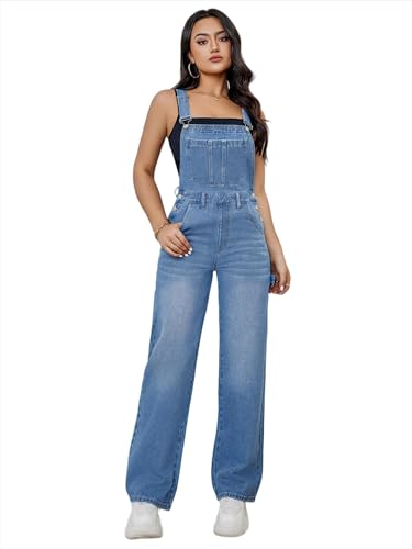 Tozamil Overalls for Women Loose Fit Denim Overalls Adjustable Strap Jean Jumpsuit Casualwork Outfits Bib Romper (US, Alpha, Large, Regular, Regular, C)