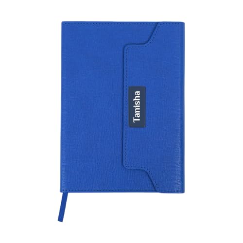 Image of Giftana Personalized Diary with Name, Customized Leather Notebook Diary with Magnetic Flip Lock, A5 Size, 192 Ruled Pages Office Diaries for Writing, New Year Corporate Gifts for Employee (Blue)