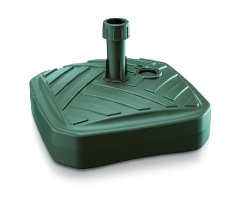 DIKEL Supporto per ombrellone, 39 x 39 cm, riempito con acqua o sabbia, 12 l, robusto portaombrelli in plastica resistente alle intemperie, stabile base per ombrellone per terrazza, giardino e