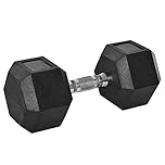 HOMCOM 17.5KG Single Rubber Hex Dumbbell Portable Hand Weights Dumbbell for Home Gym Workout Fitness