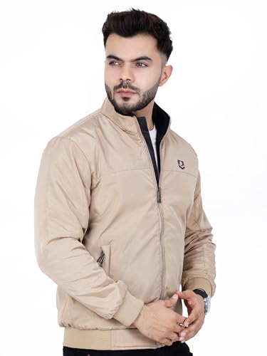 Image of Dollar Full Sleeves Bomber Jacket for Men | TPU Men's Standing Collar Lightweight Winter Jacket, Regular Fit