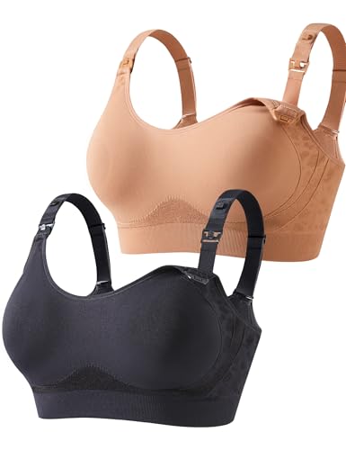 Image of HOFISH Nursing Bras for Breastfeeding, TwinClips Wearable Pump Bra Fixed Pad, Adjustable Support Maternity Bra for Pregnancy