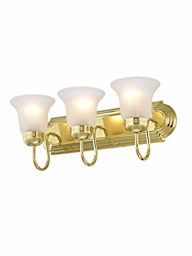 Image of Livex Lighting 1073-02 Riviera 3-Light Bath Light, Polished Brass, 18 x 8 x 8 | Dimensions: 18 x 8 x 8