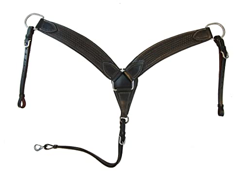 Western BREASTCOLLAR Horse Roping Roper Ranch Pleasure Black Basket Tooled